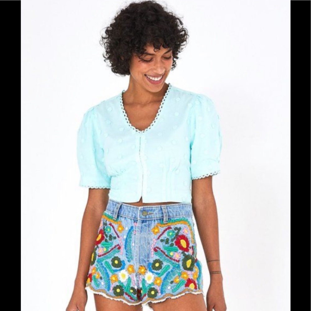 NWT Farm Rio Anthropologie Harmonia Puff slv Crop